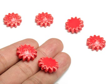 Glazed Ceramic Sun Beads - Carved Face Beads - Handmade Beads - Necklace Beads - Connectors Beads - 18.58x18.58x6.89mm - NS1449