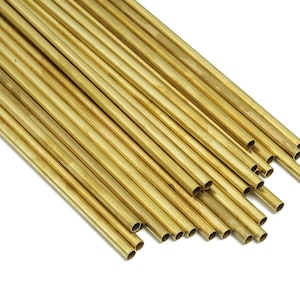 Round Brass Himmeli Tubes - Raw Brass Himmeli DIY Tube Beads - Circle Pipes for Geometric Shapes - For Air Plants -3.5x0.2x400mm- PP4571-400