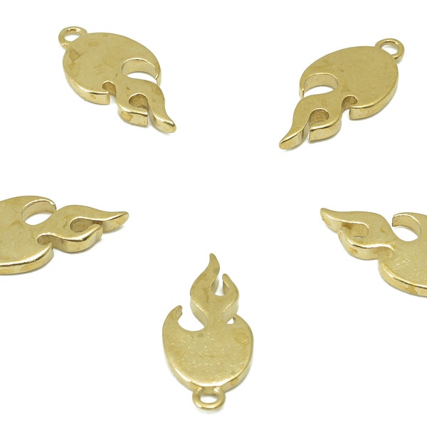 Brass Textured Flame Earring Charm- Brass Fireball Pendant - Burn Earring Pendant-For Jewelry supplies-16 x 7x 1.49mm-PP8351