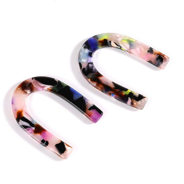 Acetate U Connector - Two Holes - U Earring and Pendant - Jewelry Supplys - Color Code: A11 - 34.61x26.25x2.55mm - AC1114E