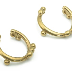 Raw Brass Beads Ear Cuff - Brass Cuff Earrings - Cartilage Ear Cuff - No Piercing Ear Cuff - Jewelry Supplies - 13.78x13.45x2.15mm - PP5188