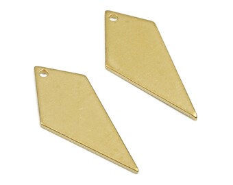 Estampado personalizado en blanco - Amuletos de diamantes de latón - Pendientes y colgantes de diamantes de latón en bruto - 22.39x10.47x0.97mm - PP2660