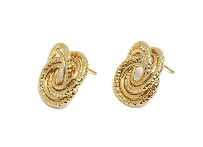 Verdrehter Knoten Ohrring Ohrstecker - Messing Trendy Ohrring Post - Schmuck für den Alltag - Gold Schmuck - 18K Echtgold vergoldet - 19x17x4.3 mm - RGP9356 Bild 3