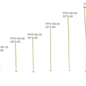 Brass Head Pins - Raw Brass Flat Head Pin - DIY Necklaces and Bracelets - Earrings Findings – 0.68mm ALL SIZES 18 26 30 40 50 60mm - PP4146