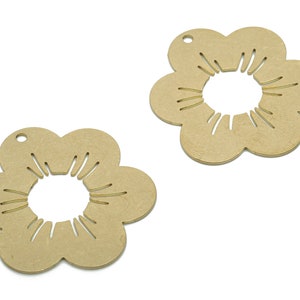 Brass Flower Sun Earring Charms - Raw Brass Sun Flower Pendant - DIY Jewelry Making Supplies - 34.81x31.55x0.76mm - PPA1220