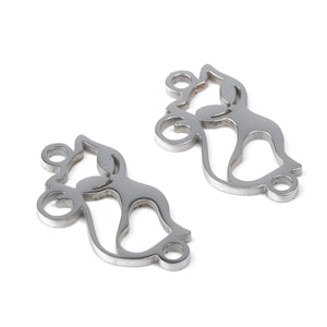 Stainless Steel Cat Connector - Cat Earrings Charms and Pendant - Bracelet Pendant - 18.14x9.2x0.95mm - SS1143