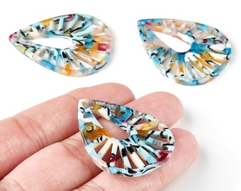 Acetate Drop Charms - Drop Earring and Pendant - Earring Findings - Jewelry Supplys  - Color Code: A209 - 41.92x32.8x2.66mm - AC1502-A209