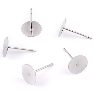 8x12mm Earring Stud Posts - Surgical Grade Stainless Steel Earring Post - 304 Stainless Steel Stud - Earring Findings - 12x8x0.7mm - SS1014