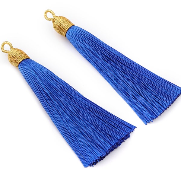 Silky Tassels with Loop Charms - Silky Tassels Earrings and Pendant - Boho Earrings - Earring Accessories - 84.37x9.59mm - TS1007