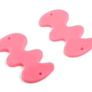 Acrylic Waves Earring Connector - Pink Waves Earring Charms - 2 Holes - Jewelry Supplies - Color Code:A484 - 29.62x16x2.29mm - AC2030-A484