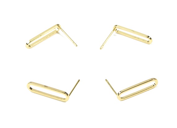 Brass Oval Earring Stud - Gold Oval Earring Post - 18K Real Gold Plated Brass - Surgical Stud - Jewelry Supplies - 19.1x5.19x1.1mm - RGP2530