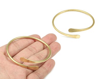 Pulsera de latón martillado - Pulsera de latón en bruto - Brazalete de alambre de latón - Suministros para joyería - 64,45 x 12,5 x 3,05 mm - PP3491