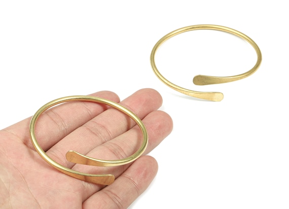Brass Hammered Bracelet - Raw Brass Bracelet - Brass Wire Bangle - Jewelry Supplies - 64.45x12.5x3.05mm - PP3491