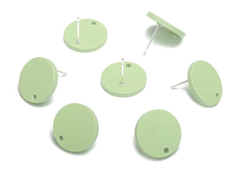 Acrylic Round Earring Stud – Matte Acrylic Circle Post - 316 Stainles Steel Stud - Jewelry Supplies - 15.53x15.53x2.33mm - AC2426D image 3