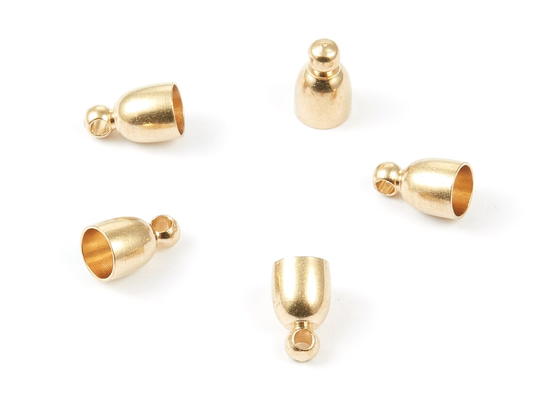 Brass Tassel End Caps Raw Brass Barrel End 610 Cord End Etsy