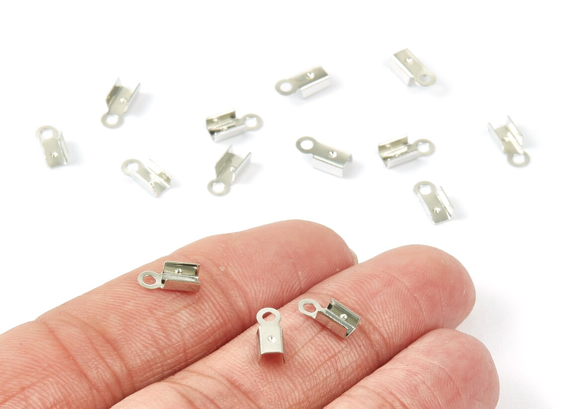 Brass Cord End Clasp 100Pcs Silver Tone Plated Plated Etsy