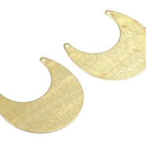 Brass Moon Connectors - Raw Brass Moon Pendant and Necklace - Brass Texture Moon Connectors - 2 Holes - 25.06x23.02x0.79mm - PP2656