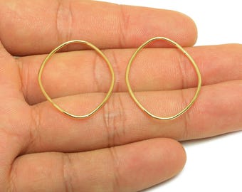 Brass Marquise Earring Connector - Brass Wire Earring Charm - Geometry Earring Charm - 18K Real Gold Plating - 33.25x24.65x0.76mm - RGP7871