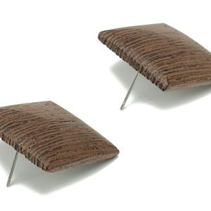 Wenge Wood Square Earring Stud - Wenge Wood Square Earring Post - Stainless Steel Stud - Jewelry Supplies - 25.36x25.36x5.1mm - BB1223