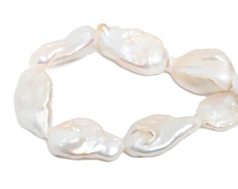 15mm Freshwater Pearl - White Pearl Bead - Shell Pearl 15.5inch/Strand/17-21PCS - Pearl Bead for Jewelry - Natural Pearl -13x14mm-NS2427