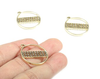 Colgante circular de aleación con gafas - Pendientes redondos de aleación de zinc - Chapado en tono dorado - Suministros para joyería - 27,95 x 24,62 x 2,58 mm - ZZ1688