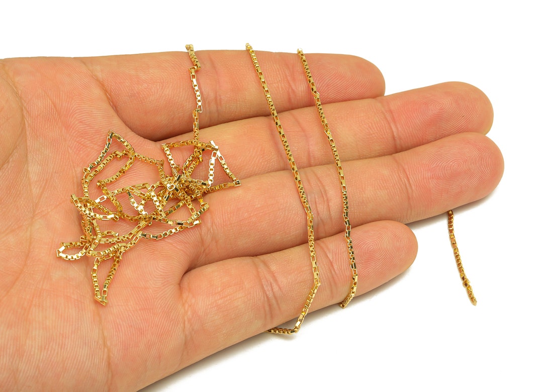 Mini Box Chain Brass 1.2 Rectangle Box Chain - Brass Soldered Chain - Brass Mini Box ...
