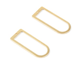 Brass Geometric Charms - D Shaped Raw Brass Pendant - Brass Earring Findings - Jewellery Supplies - 30x12.84x0.94mm - PP1916
