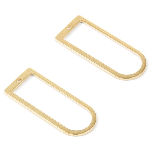 Brass Geometric Charms - D Shaped Raw Brass Pendant - Brass Earring Findings - Jewellery Supplies - 30x12.84x0.94mm - PP1916