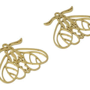Brass Moth with Horn Earring Charms - Raw Brass Moth Pattern Pendant - Earring Charms for Jewelry Making - 35.74x30.88x0.84mm - PPA3823