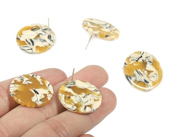 Pendiente redondo de acetato - Poste circular para pendiente - Poste para pendiente - Suministros de joyería - Código de color: A14 - 24,77 x 24,77 x 2,54 mm - AC1813-A14
