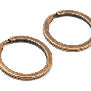 Antique Copper Metal Key Rings - Flat Split Rings - Circle Key Rings - Keychain Connectors - Jewelry Supplies - 25.01x25.01x1.8mm - PP2857AC