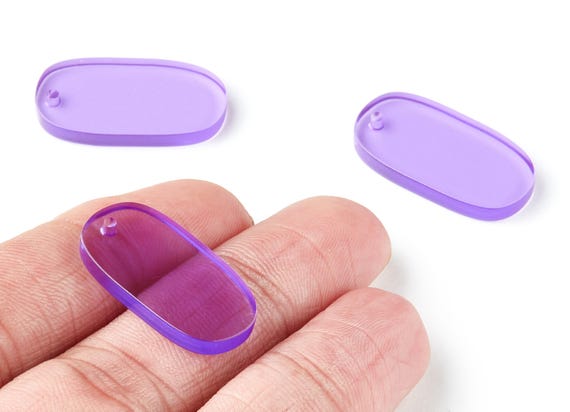 Acrylic Oval Earring Charms - Oval Shaped Pendant - Earring Findings - Jewelry Supplies - Color Code:A72 - 26.7x14x2.6mm - AC1156AD