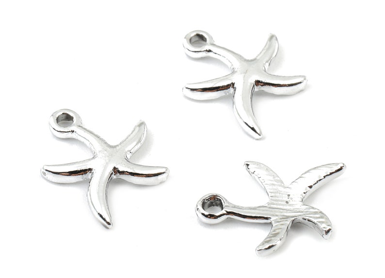 Silver Tone Plated Alloy Starfish Charms 16.25x13.81x1.85mm ZZ1481 Zinc Alloy Starfish Earrings and Pendant