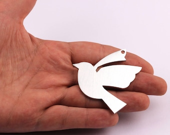Aluminum Charms - Dove Shaped Pendant - Anodized Aluminium Charms - Wall Decor - Silver Tone - 53x52x2mm - AA1050