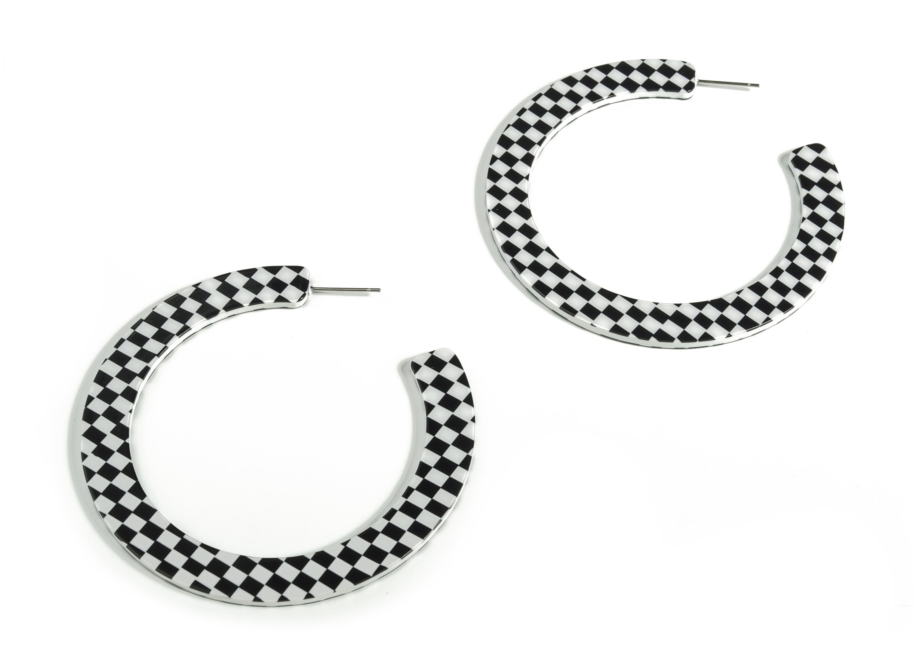 Open Hoops Earrings Stud Hoop Earrings Black and White Etsy UK