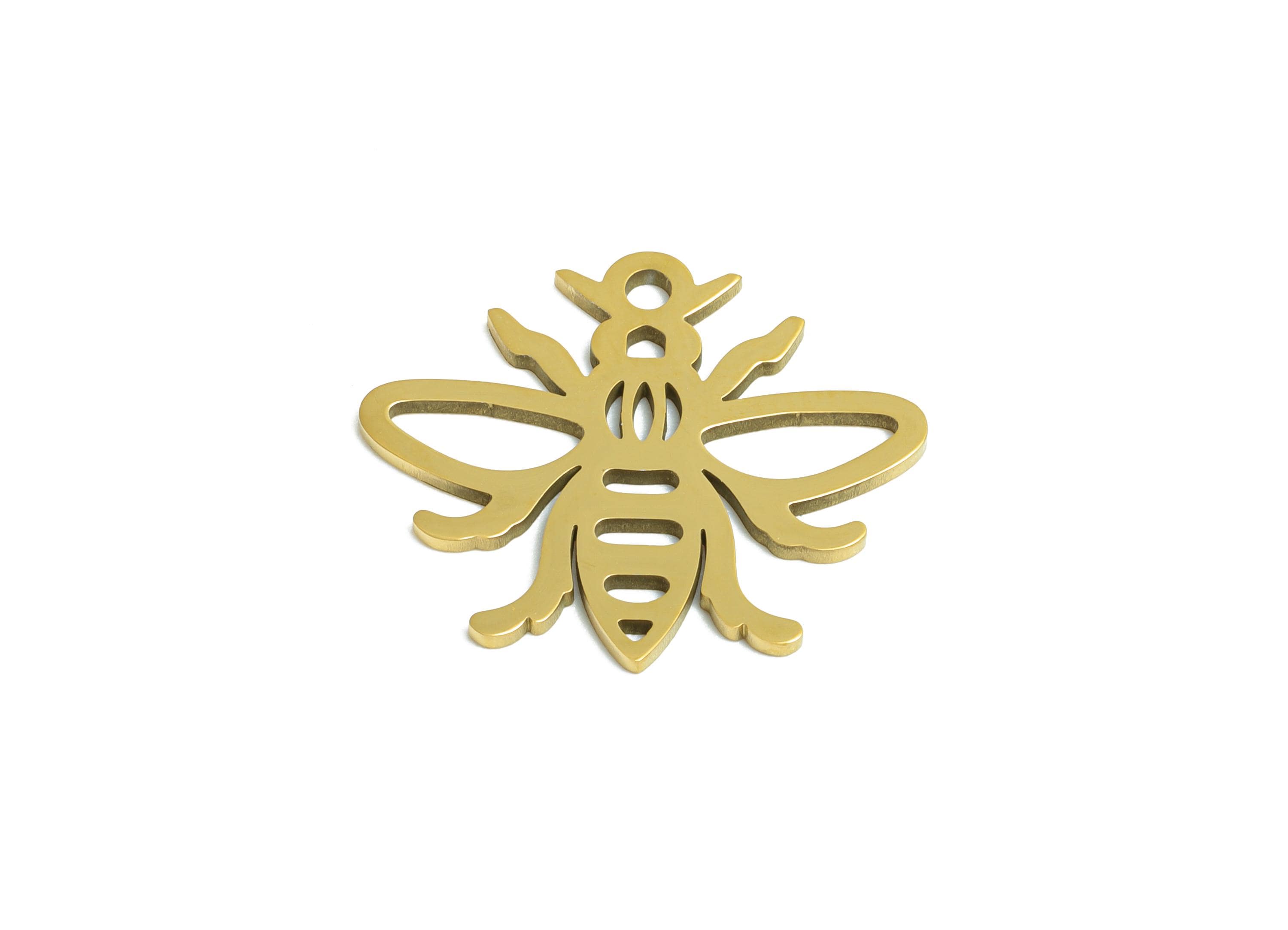 小物 Bee Stainless Steel Bee Charm - Minimalist Insect Pendant - DIY Craft