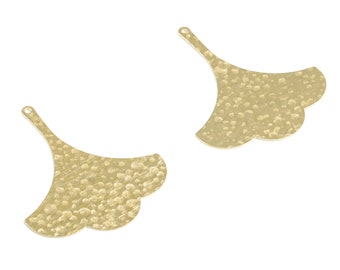 Brass Hammered Fan Earring Charms - Raw Brass Fan Pendant - Earring Findings - Jewelry Making Supplies - 37.19x31.01x0.4mm - PP3873
