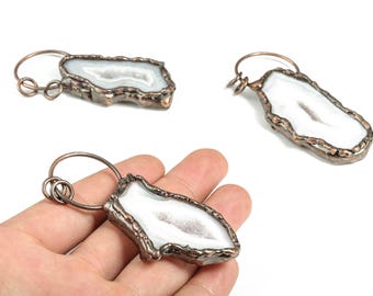 Druzy Agate Pendant - Gemstone Earring Charm - Jewelry Making Supplies – Druzy Agate Jewelry -  Average Size - 72.85×41.29×7.7mm - NS1366