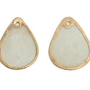 Teardrop Shell Pendant - Shell Jewelry Charm - Natural Shell Pendant - Handmade Jewelry Supplies - Gold Tone Plating - 24x12x1mm - AC3612 image 3