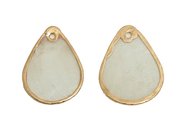 Teardrop Shell Pendant - Shell Jewelry Charm - Natural Shell Pendant - Handmade Jewelry Supplies - Gold Tone Plating - 24x12x1mm - AC3612 image 3
