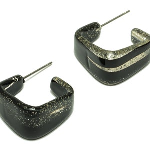 Acetate Hoop Earrings Stud - Acetate Wide Rainbow Earring - Square Earring Post - Color Code:567- 26x21x2.8mm - AC2617-A567