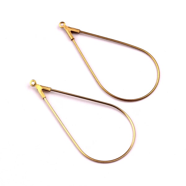 Brass Droplets Wire - Raw Brass Droplets  Earring Wire - Earring Findings - Jewelry Supplies - 43x22mm - PP1087