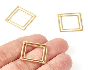 Messing Quadrat Charms - Quadrat Rohmessing Anhänger - Ohrring Zubehör - Schmuck Zubehör - 20.6x20.6x0.8 mm - PP1971