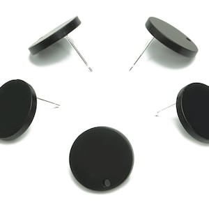 Acrylic Round Earring Stud – Matte Acrylic Circle Post -  316 Stainles Steel Stud - Jewelry Supplies - 15.53x15.53x2.33mm - AC2426B