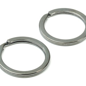 Gunmetal Metal Key Rings - Flat Split Rings - Circle Key Rings - Keychain Connectors - Jewelry Supplies - 25.01x25.01x1.8mm - PP2857GM