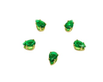 4x6mm Brass CZ Teardrop Earring Charm - Raw Brass Diamond Charm - Brass Emerald Zircon Charm - For Ring - For Necklace - 6x4x3mm-PP10528