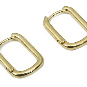 Brass U Shape Hoop Huggie – Simple Hoops – Square Hoops – Geometric Earrings – Minimal Plain Hoops Earrings - 16x11.93x2.28mm - PP7388