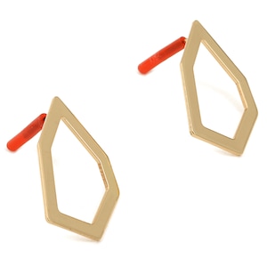 Brass Geometric Earring Post - Brass Geometric Earring Stud - Gold Tone Plated Brass - Jewelry Supplies - 29.09x20x1.03mm - PP3034