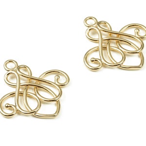 Brass Knot Earring Charms - Gold Symbol Pendant - 18K Real Gold Plated Brass - Jewelry Making Supplies - 31.38x29.78x2.46mm - RGP3814