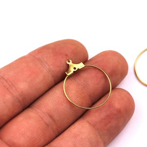 Brass Circle Wire-Brass Metal Accessories Circle Ear Wire - Earring Findings - Jewelry Supplies - 25x22mm - PP1088 image 1